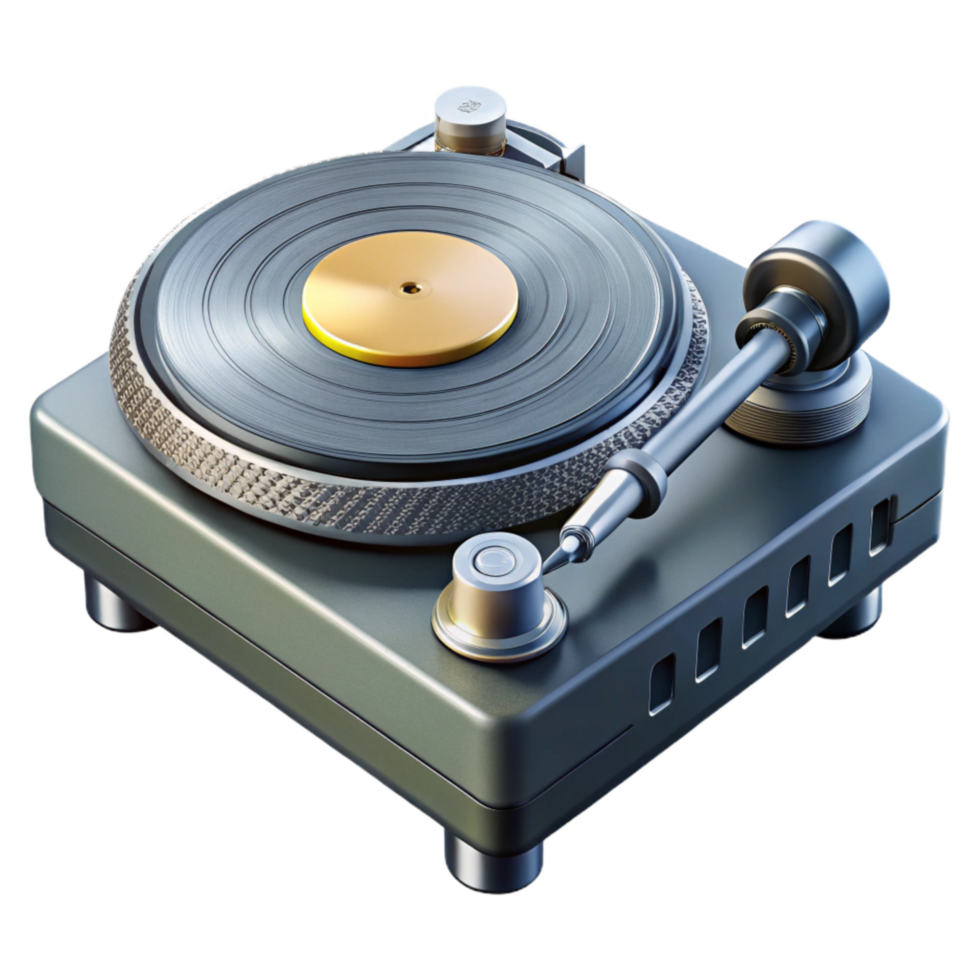 dramatic classic Dj Turntable Tonearm Close Up Transparent Background Isolated high quality png