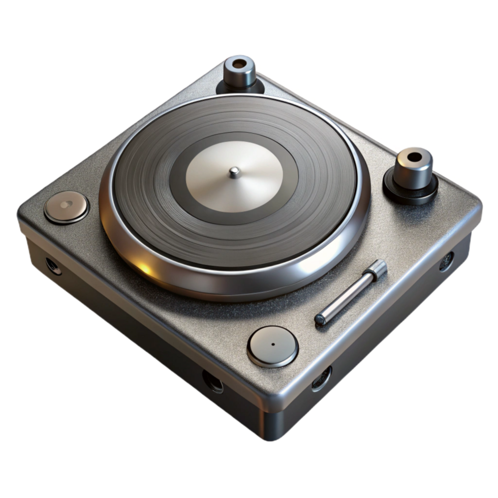 serene rustic Dj Turntable Top View Black and Silver Cutout detailed png