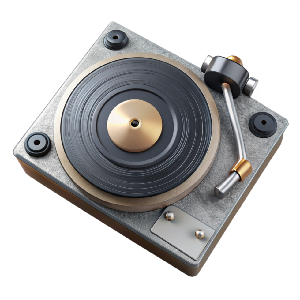 extraordinary traditional Dj Turntable Top View Black and Silver Cutout professional png