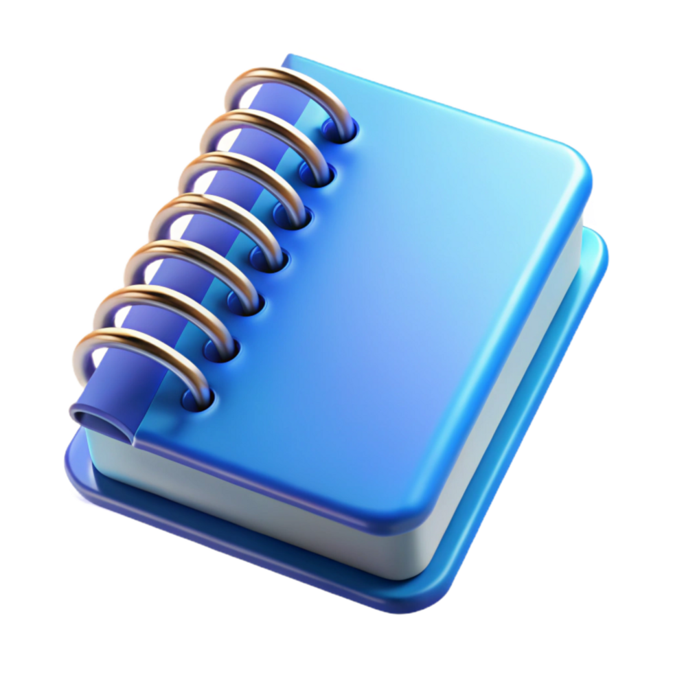 vibrant classic Spiral Notebook Wirebound Blue Isolated Element genuine png