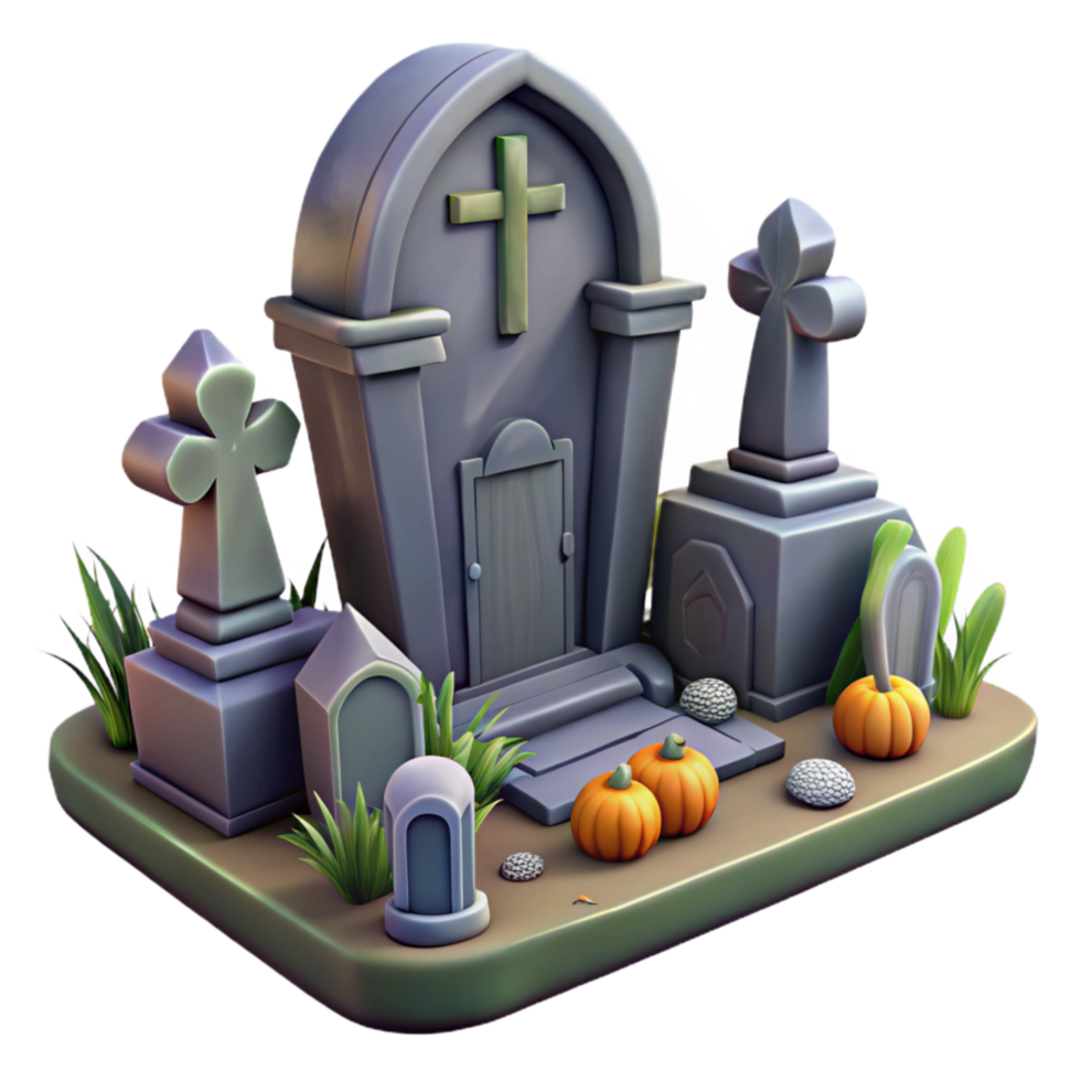 vibrant minimalist Spooky Graveyard Scene Isolated Element high quality png