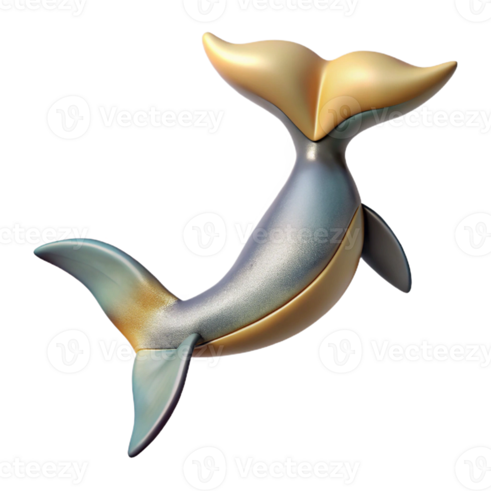 magnificent vintage Dolphin Tail Fluke Upward Angle Isolated Element authentic png