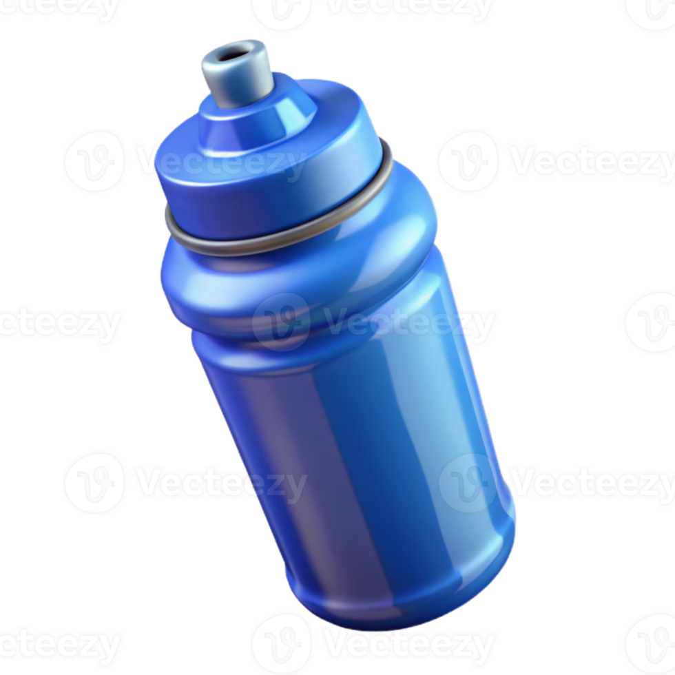 serene creative Sports Bottle Plastic Clear Blue Isolated detailed png