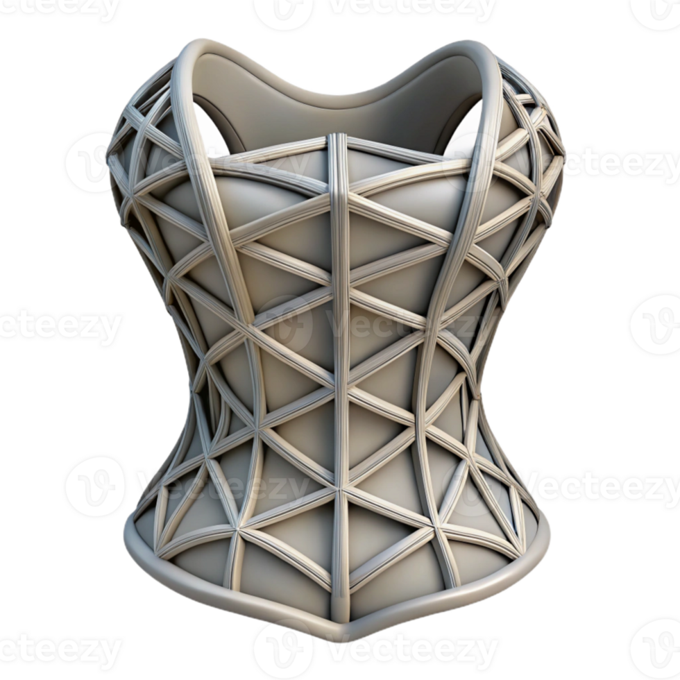 impressive minimalist D Printed Corset Lattice Design Isolated high quality png