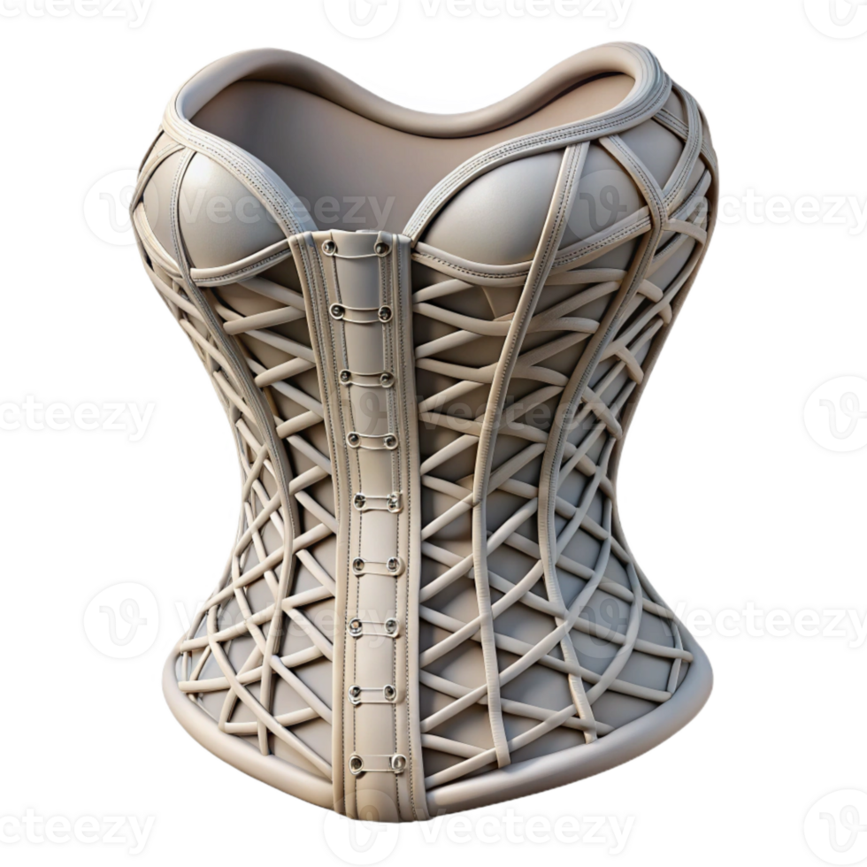 elegant artistic D Printed Corset Lattice Design Isolated png