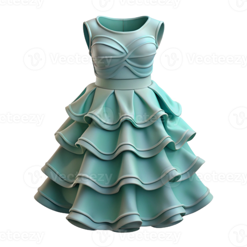 extraordinary creative D Printed Dress Layered Texture Isolated on Transparent Background high quality png