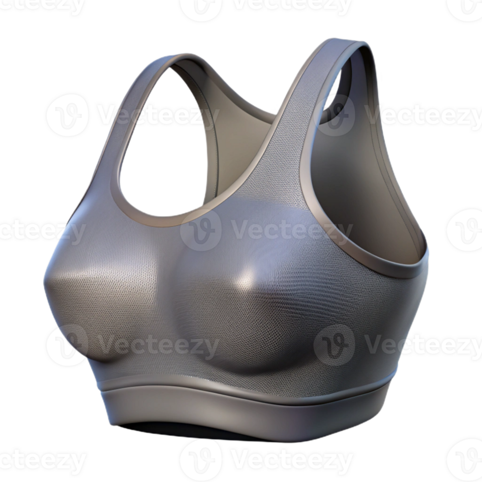 serene contemporary Sports Bra Close Up Grey Isolated Transparent Background high resolution png