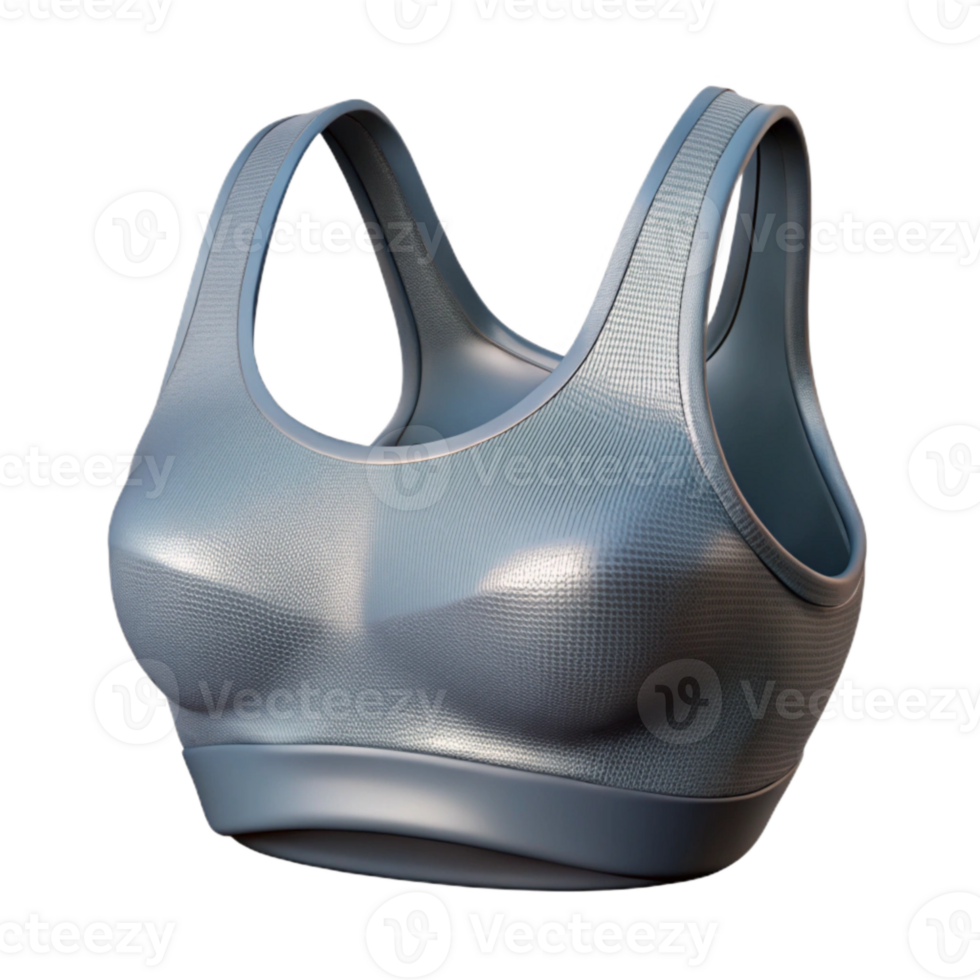 vibrant vintage Sports Bra Close Up Grey Isolated Transparent Background detailed png
