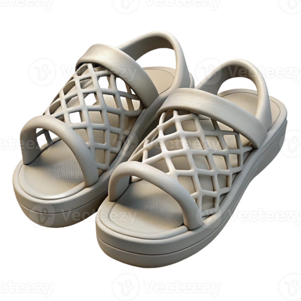 elegant minimalist D Printed Sandals Lattice Structure Isolated professional png