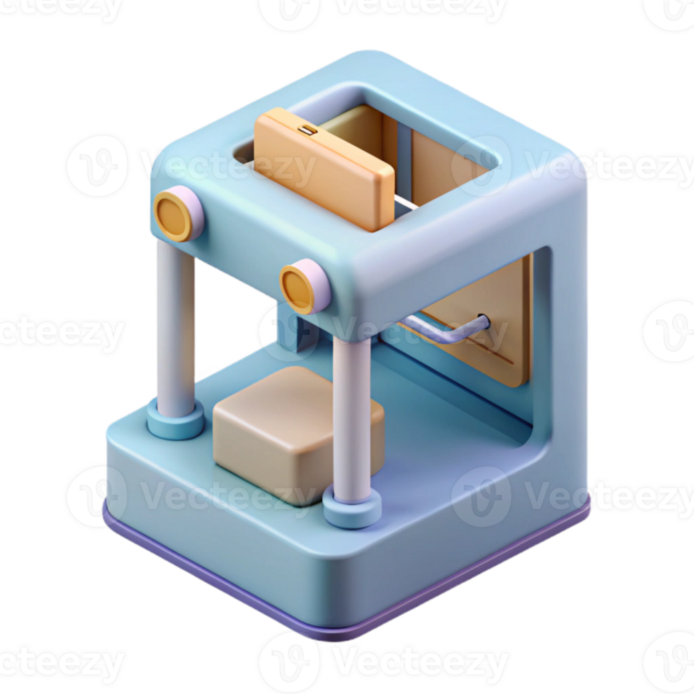stunning rustic D Printer Isometric View Isolated Element original png
