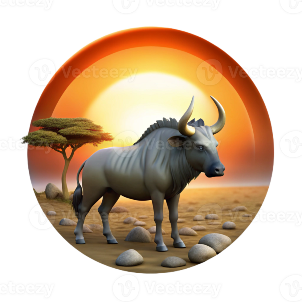 elegant abstract Dramatic Sunset Wildebeest Migration Cutout high quality png