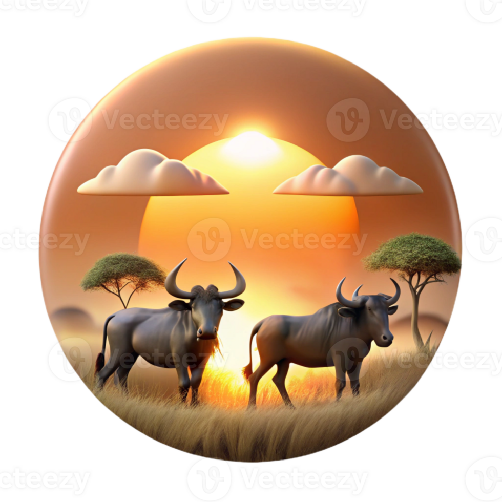 magnificent abstract Dramatic Sunset Wildebeest Migration Cutout png