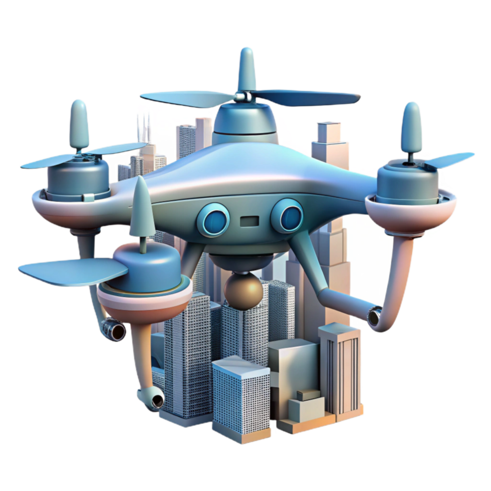 wonderful artistic Drone Against City Skyline Transparent original png