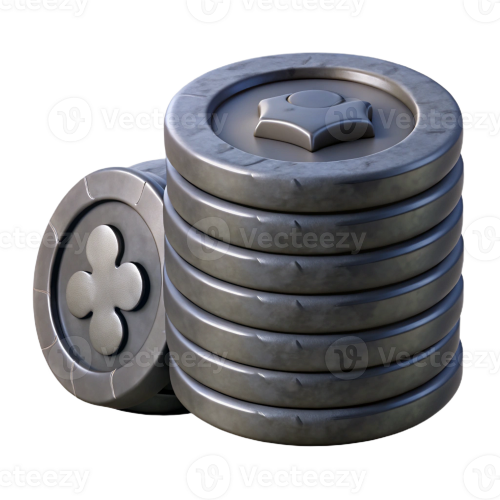 vibrant rustic Stack of Coins Front View Cutout Element premium png