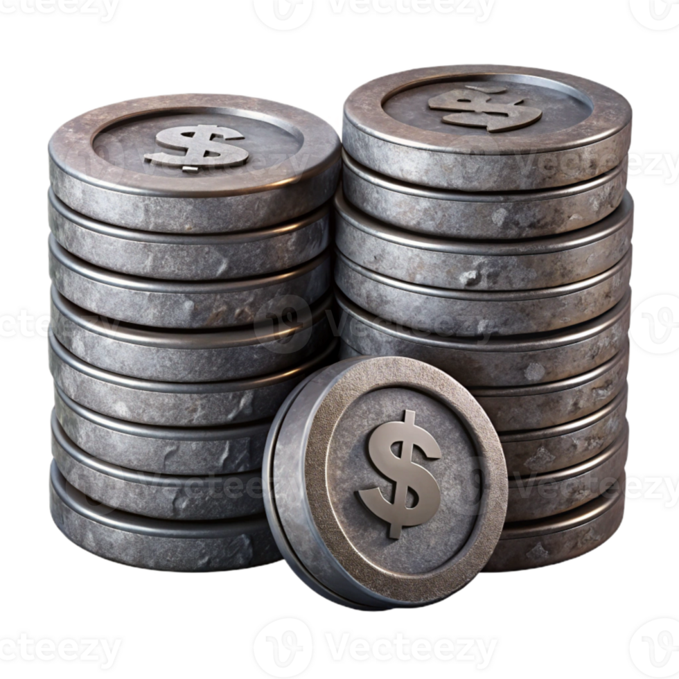 impressive vintage Stack of Coins Front View Cutout Element png