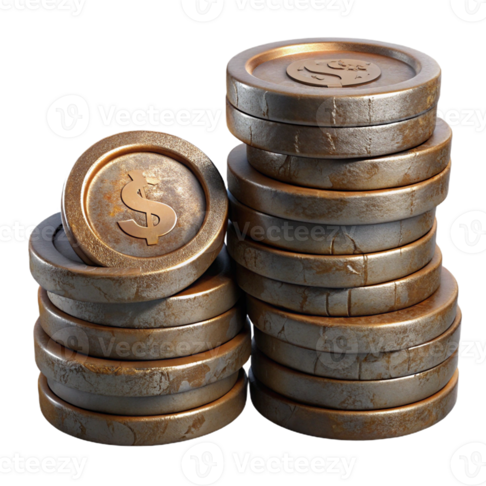 wonderful vintage Stack of Coins Front View Cutout Element high quality png