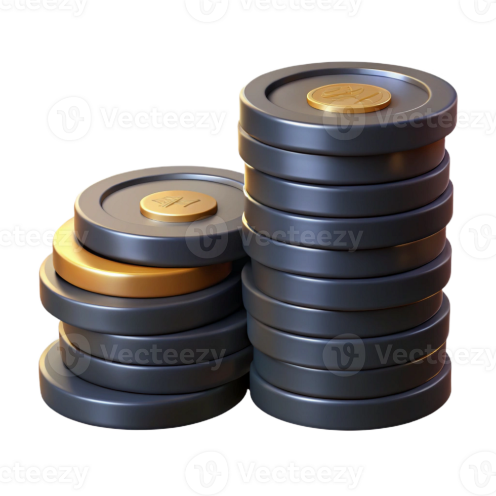 vibrant modern Stack of Coins Side View Isolated Element genuine png