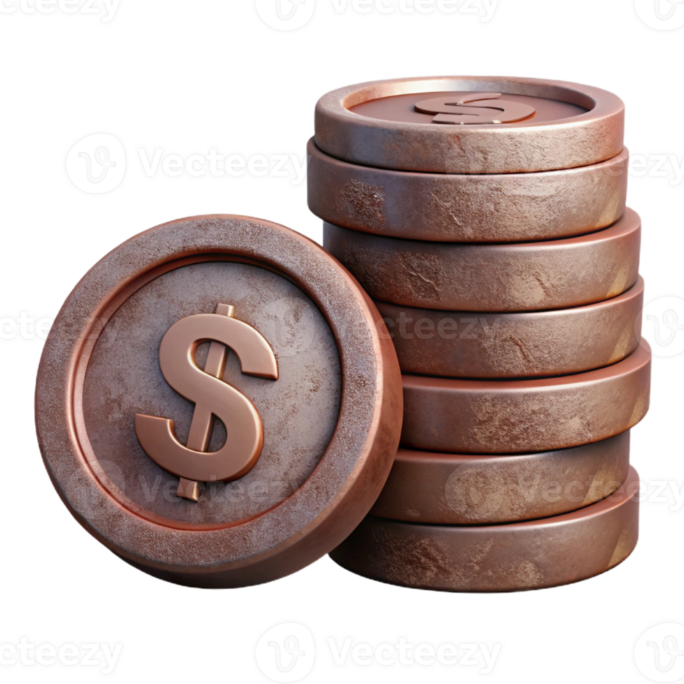 elegant classic Stack of Coins Side View Isolated Element exclusive png