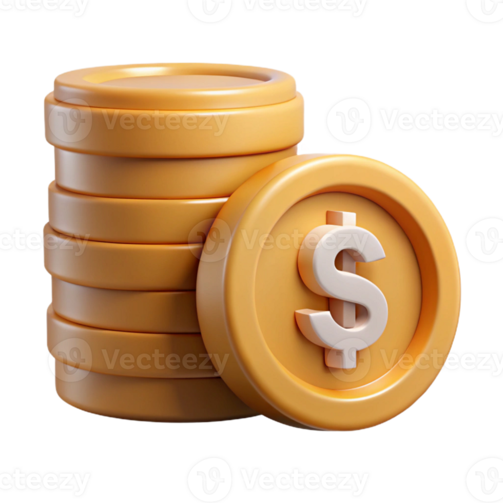 magnificent classic Stack of Coins with Upward Arrow Isolated original png