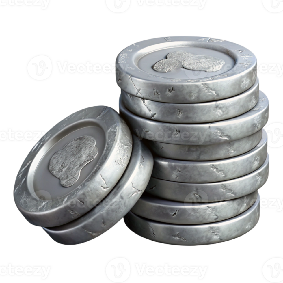 elegant traditional Stack of Coins Silver Isolated Cutout original png