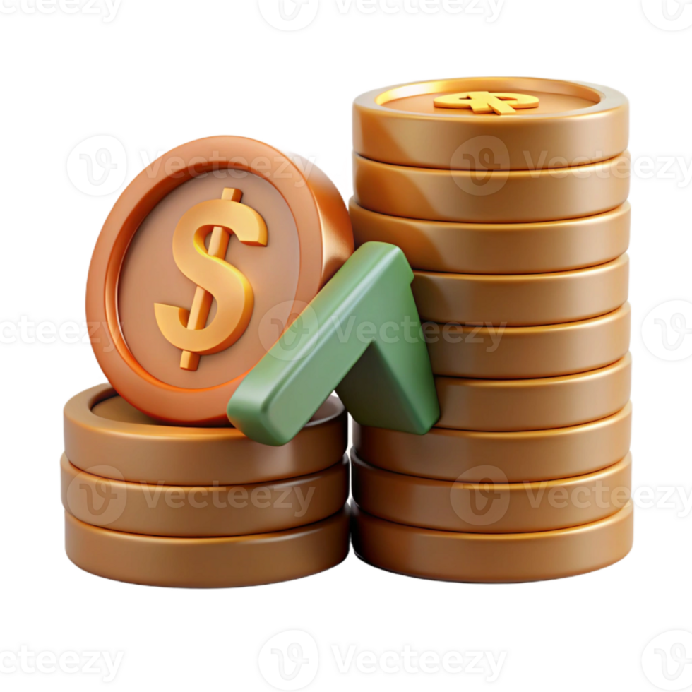 magnificent modern Stack of Coins with Upward Arrow Isolated professional png
