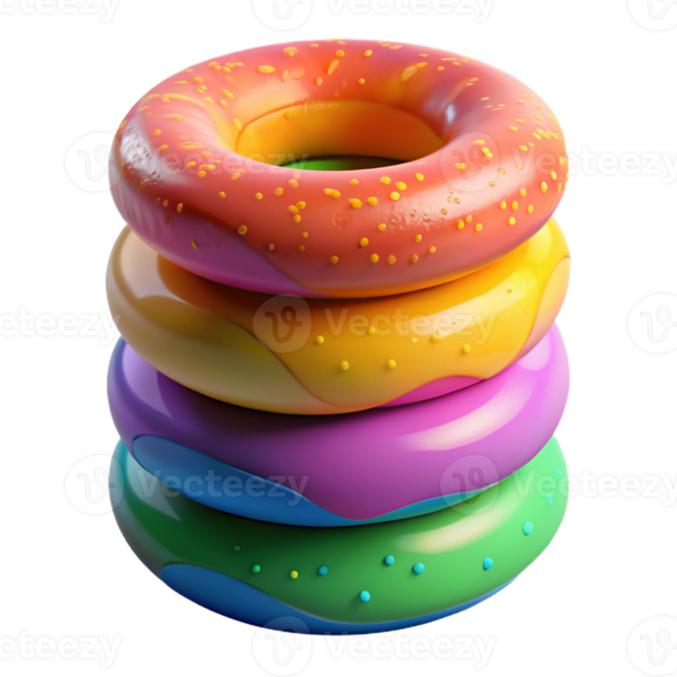 dramatic modern Stack of Colorful Doughnuts Transparent Background exclusive png