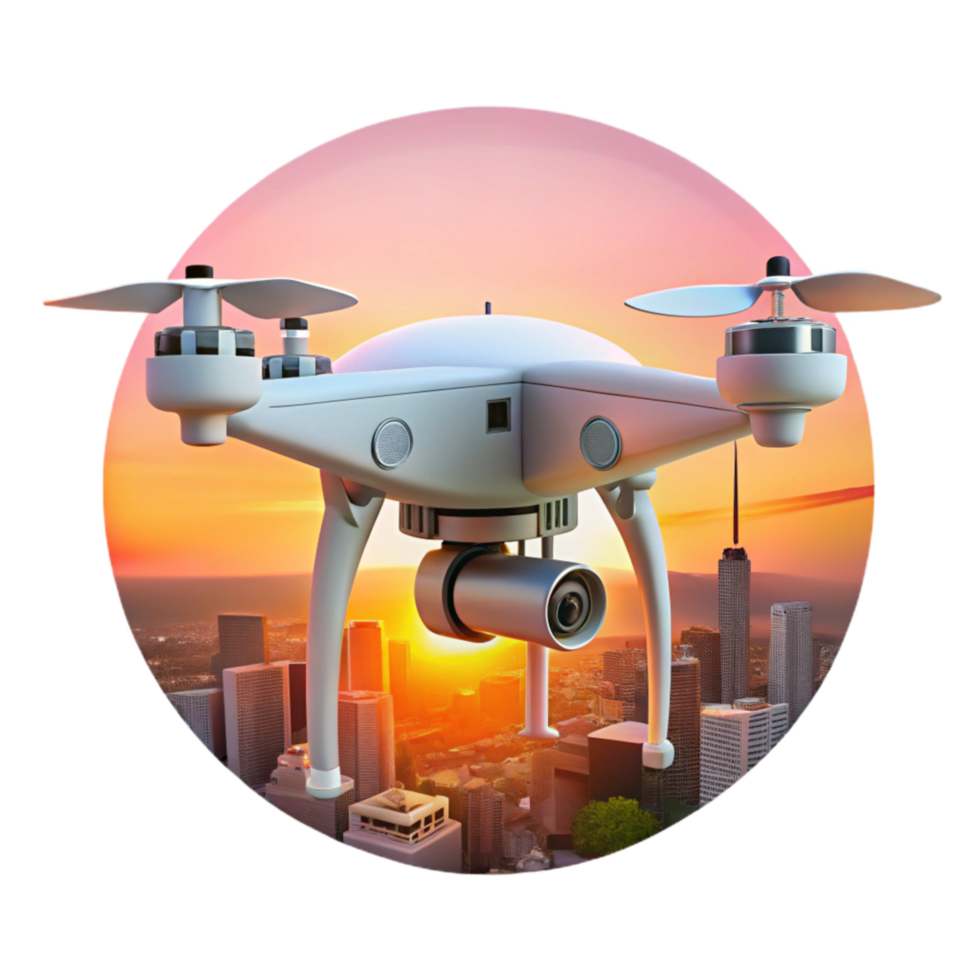 impressive abstract Drone Capturing Sunset Over Cityscape Transparent Background genuine png