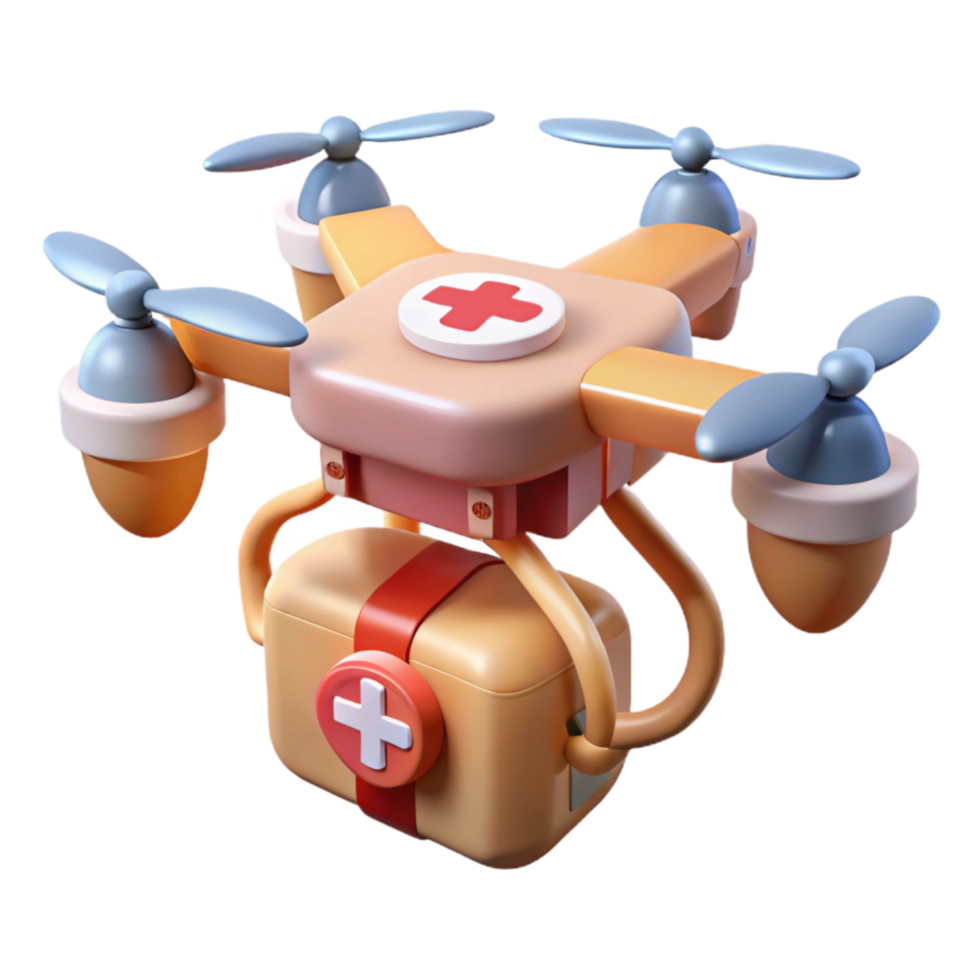 impressive creative Drone Delivering Medical Supplies Isolated high resolution png