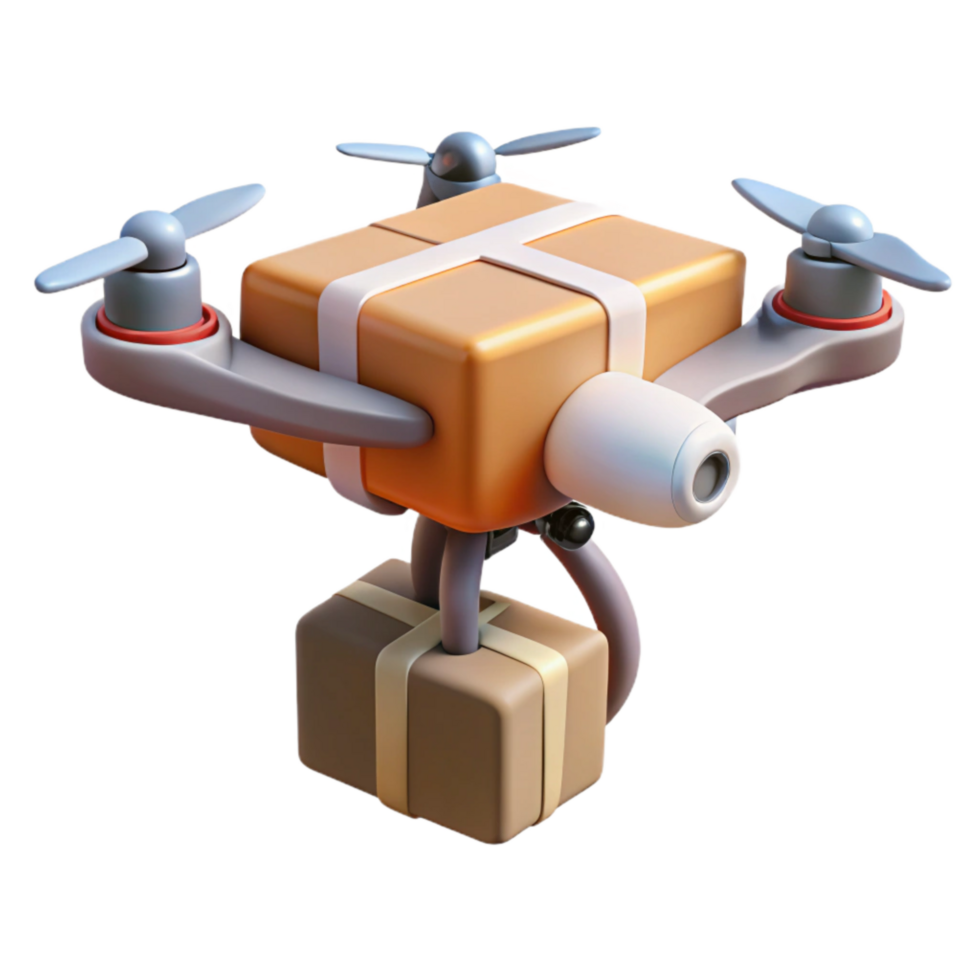 wonderful modern Drone Delivering Package Isolated detailed png
