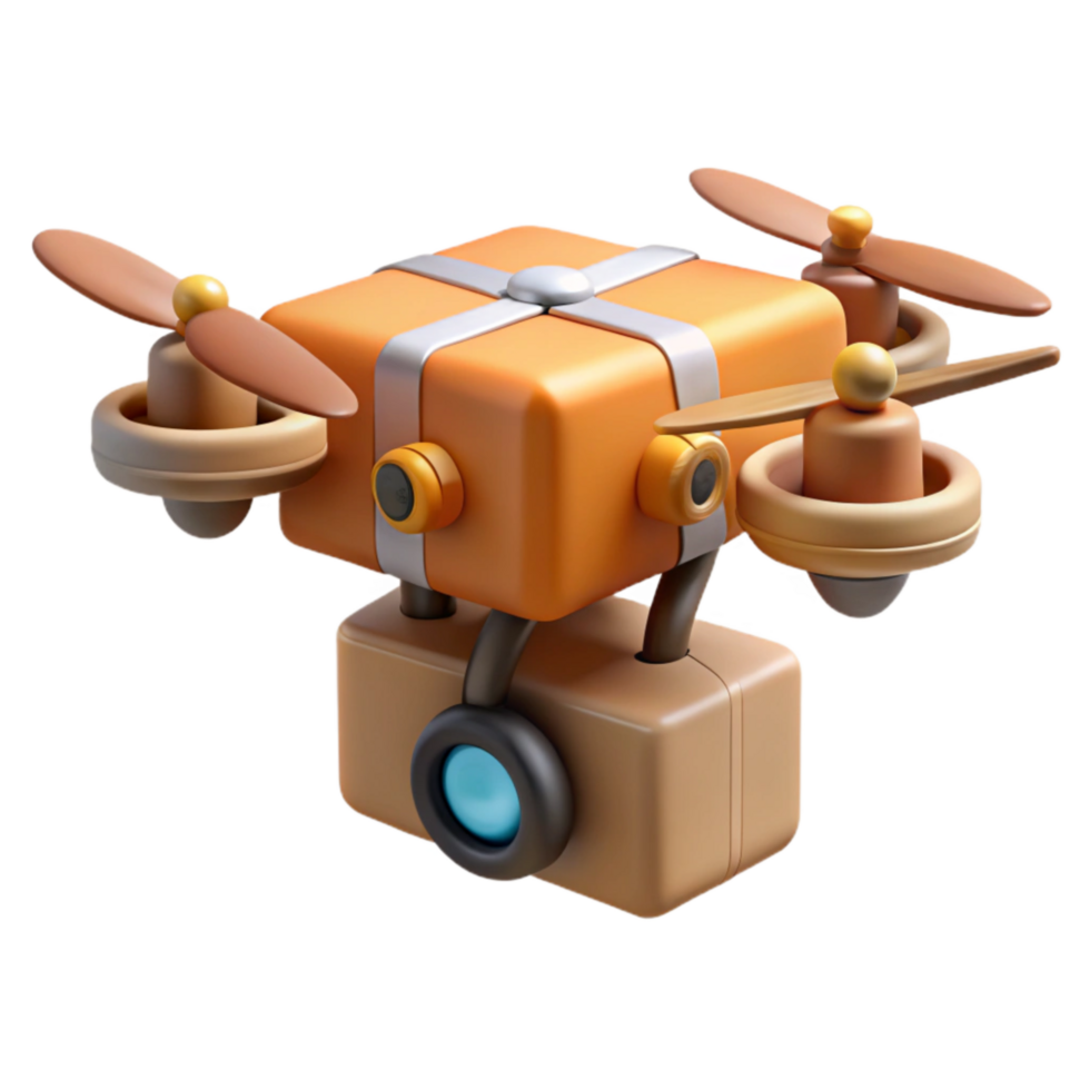 stunning vintage Drone Delivering Package Isolated original png