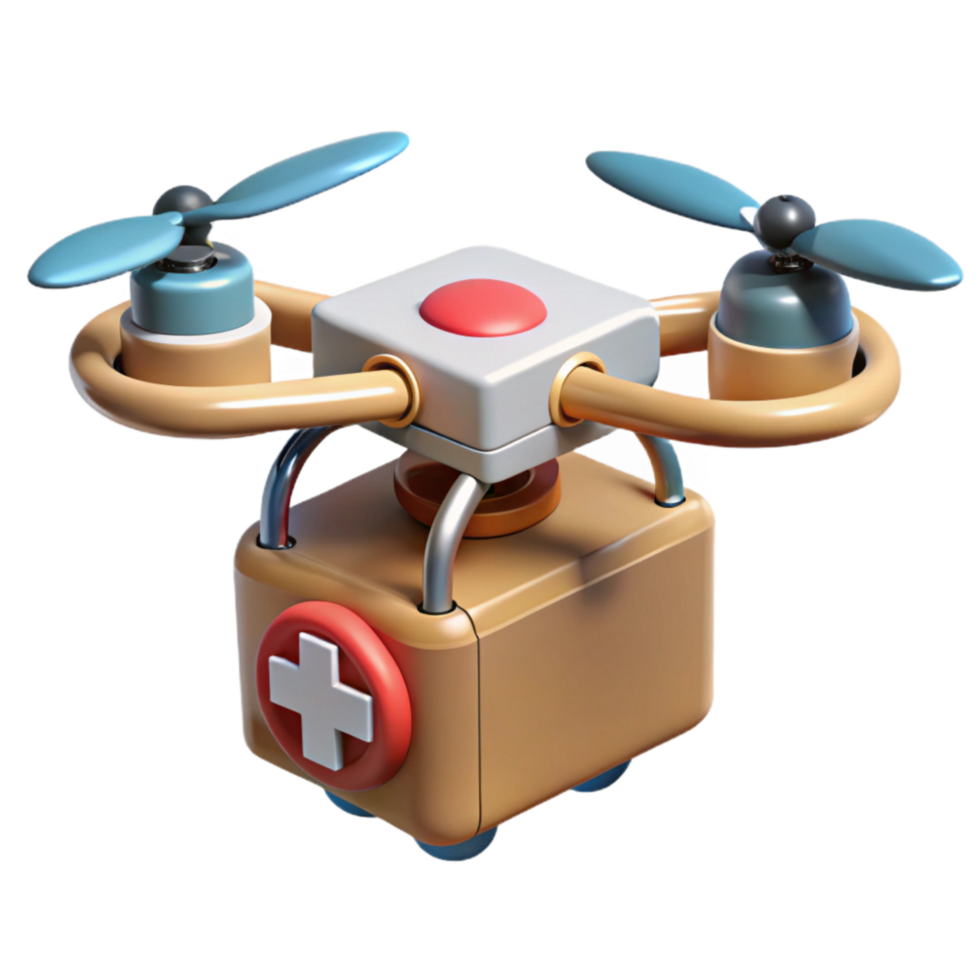 dramatic abstract Drone Delivering Medical Supplies Isolated genuine png