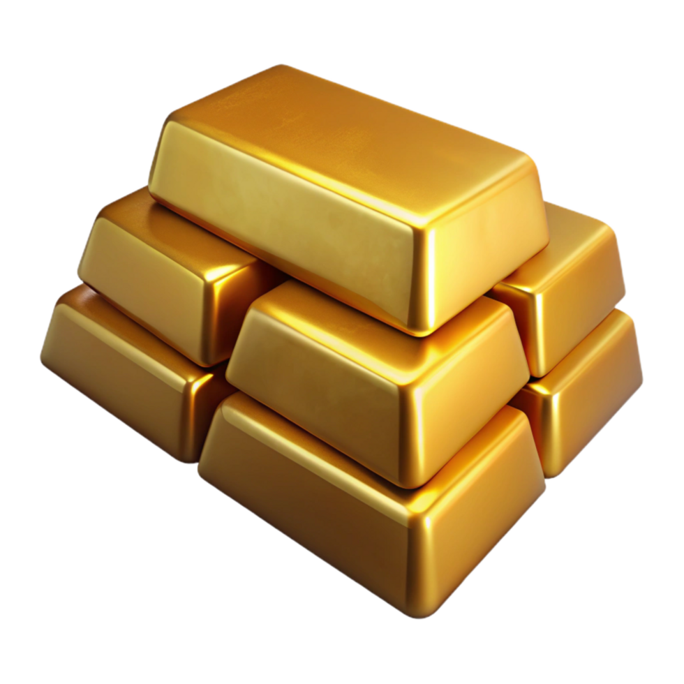 beautiful traditional Stack of Gold Bars Side View Isolated Element high quality png