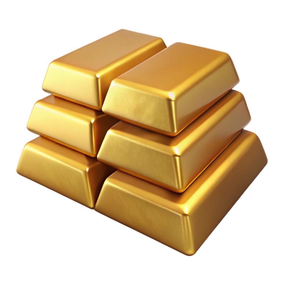 wonderful creative Stack of Gold Bars Side View Isolated Element authentic png