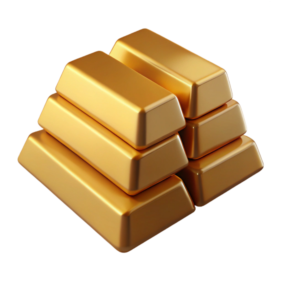 beautiful modern Stack of Gold Bars Side View Isolated Element genuine png