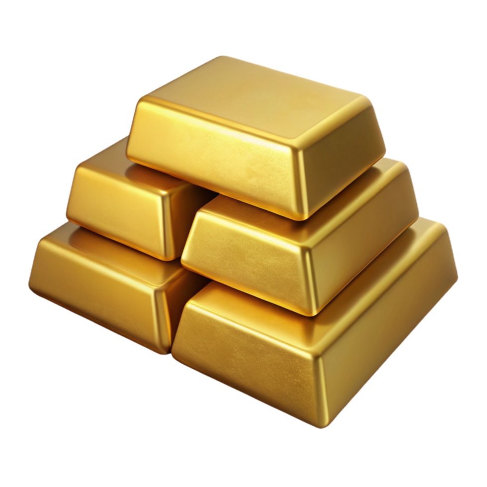 dramatic traditional Stack of Gold Bars Side View Isolated Element premium png