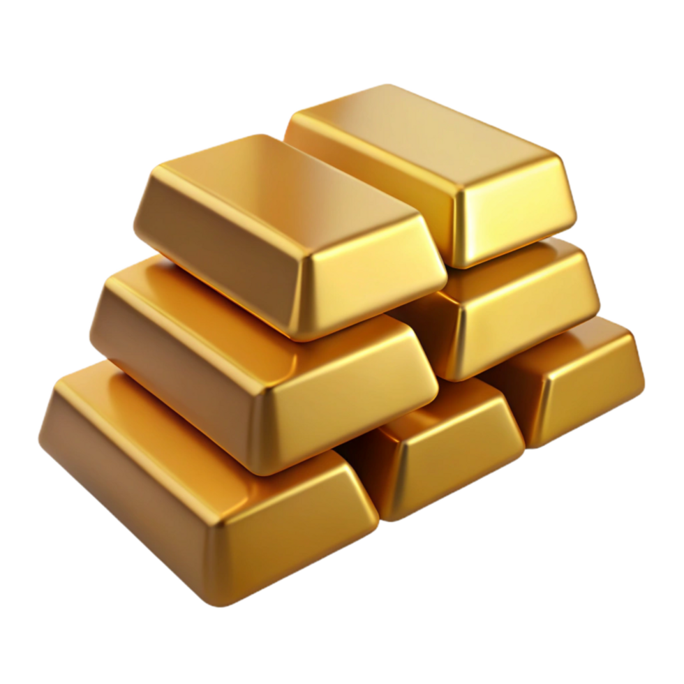 wonderful minimalist Stack of Gold Bars Side View Isolated Element genuine png