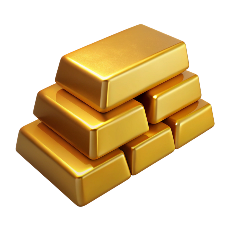beautiful abstract Stack of Gold Bars Side View Isolated Element exclusive png