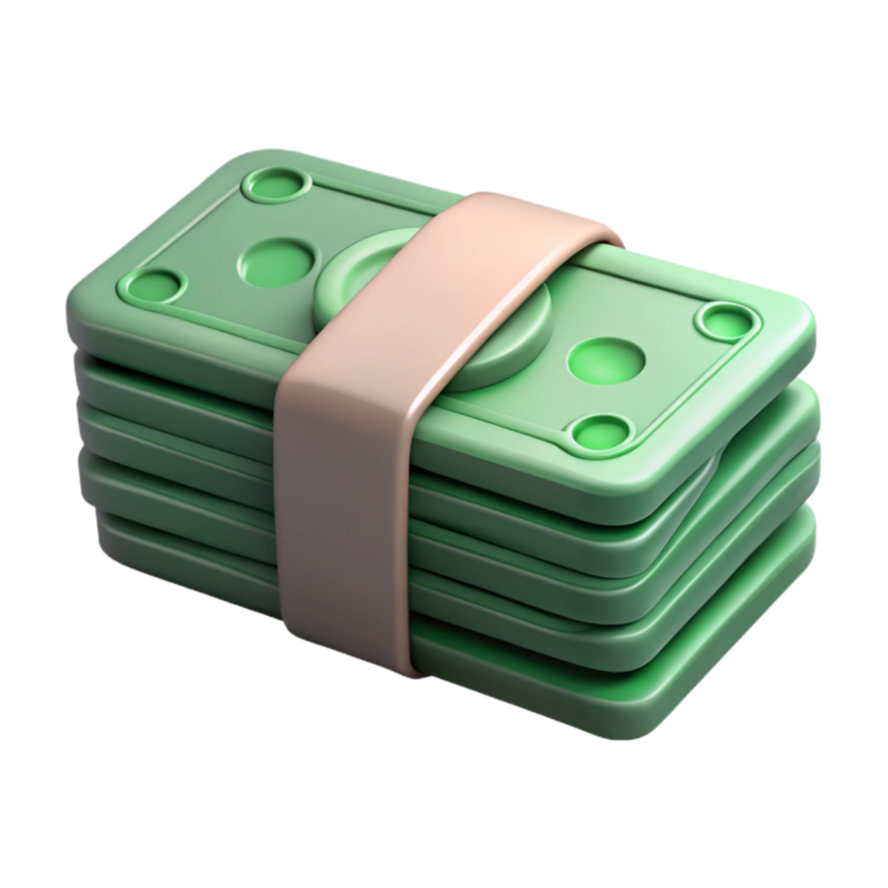 elegant traditional Stack of Money Side View Isolated Element exclusive png