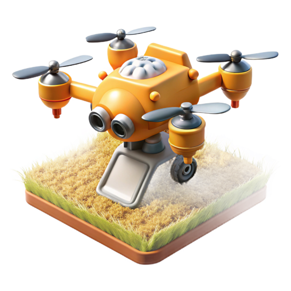 serene modern Drone Delivering Pesticides to Field Transparent Background Cutout premium png