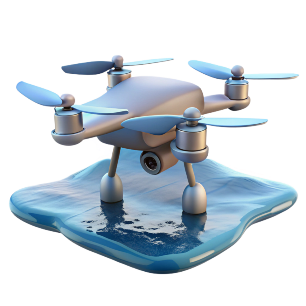 beautiful rustic Drone Flying Over Water Isolated Element png