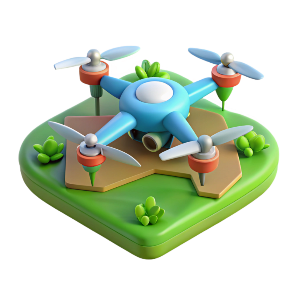 elegant creative Drone Hovering Over Green Landscape Cutout detailed png