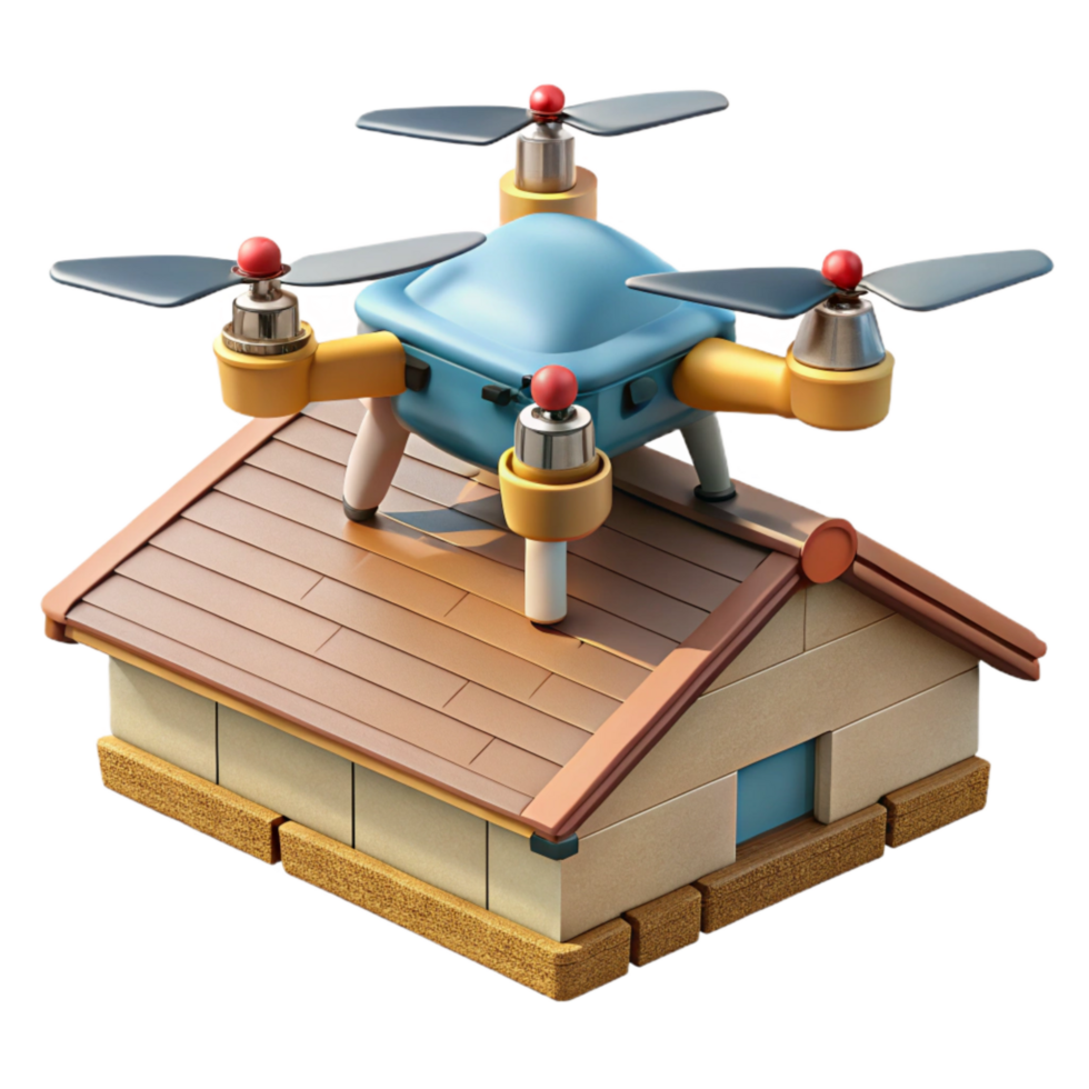 extraordinary classic Drone Hovering Above Rooftop Isolated original png