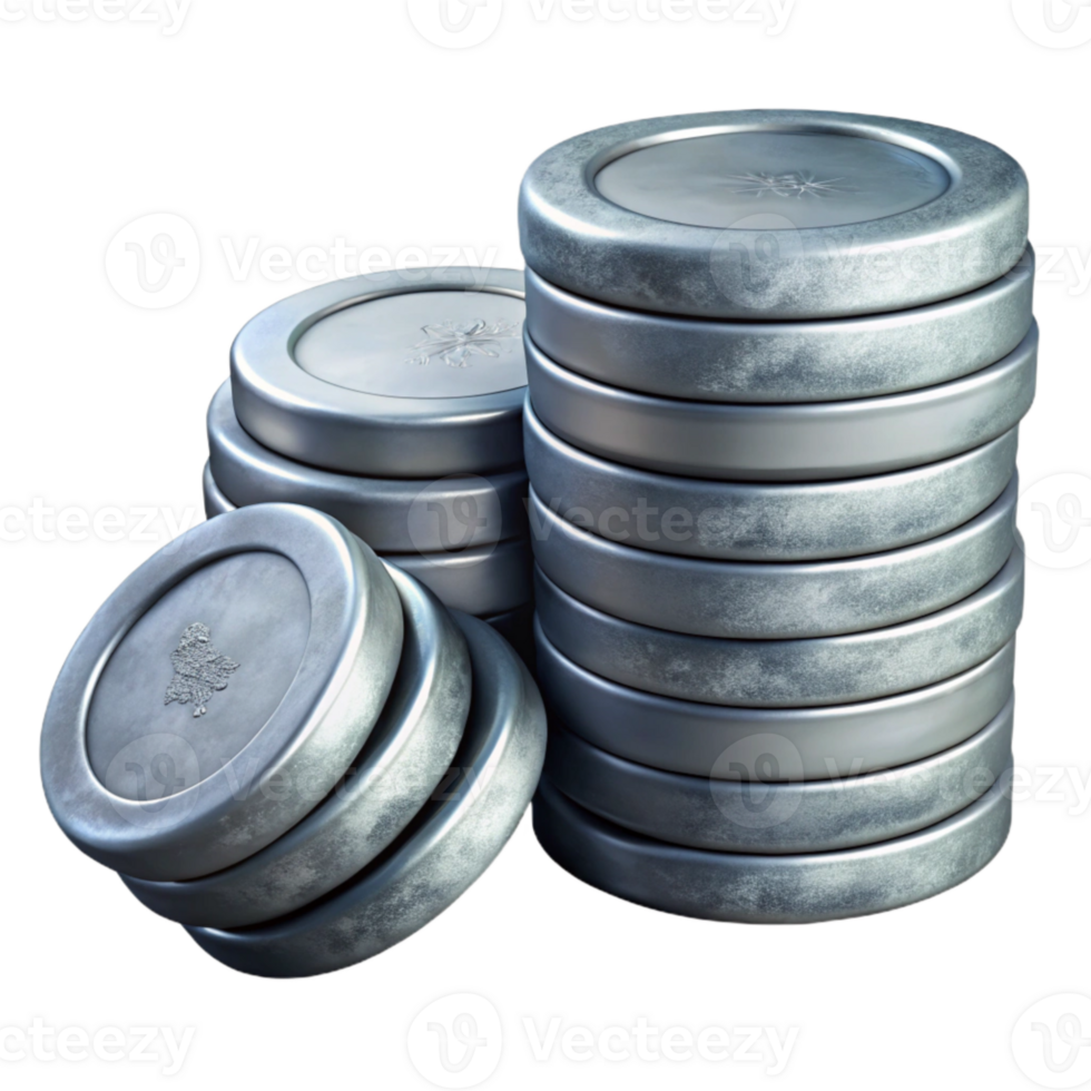 impressive abstract Stack of Silver Coins Isolated Cutout genuine png