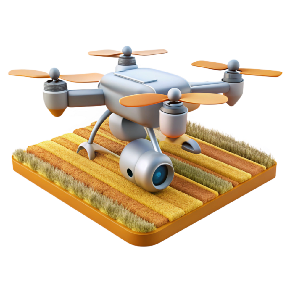 elegant artistic Drone in Flight Over Green Fields Cutout authentic png