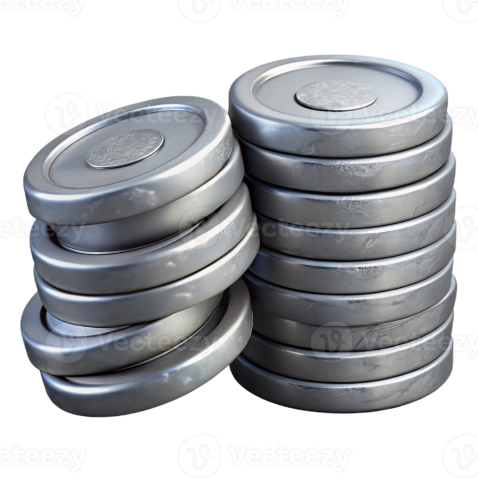 wonderful traditional Stack of Silver Coins Isolated Cutout high resolution png