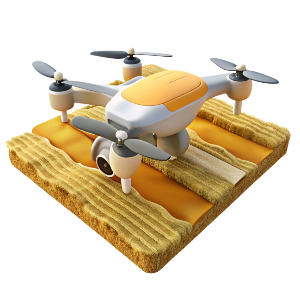 elegant minimalist Drone in Flight Over Green Fields Cutout authentic png