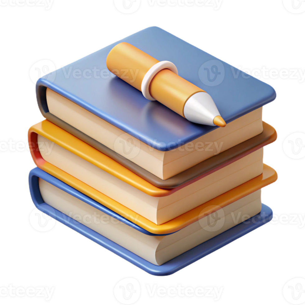 wonderful creative Stack of Textbooks with Highlighter Transparent Background detailed png