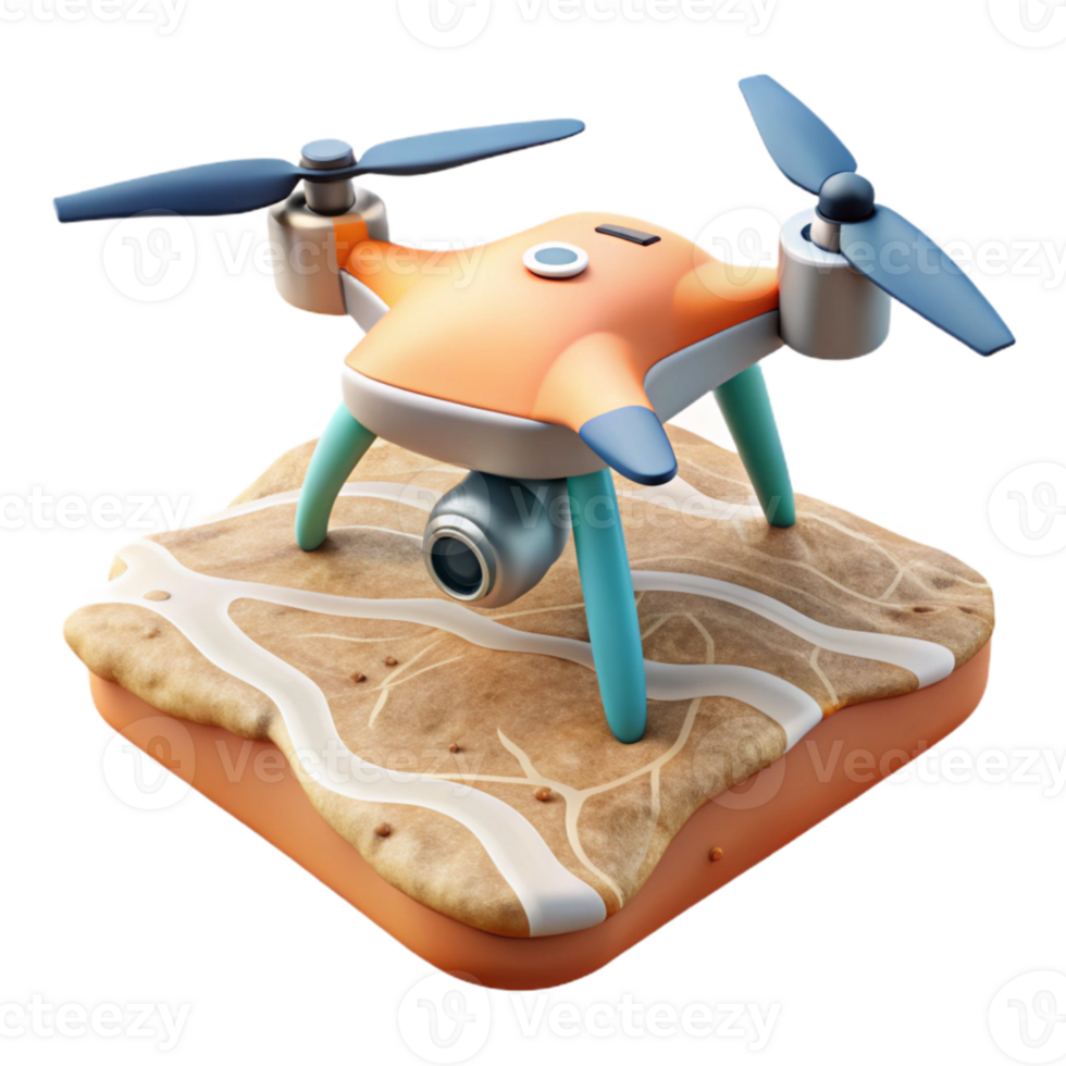 impressive modern Drone in Flight Over Green Fields Cutout genuine png