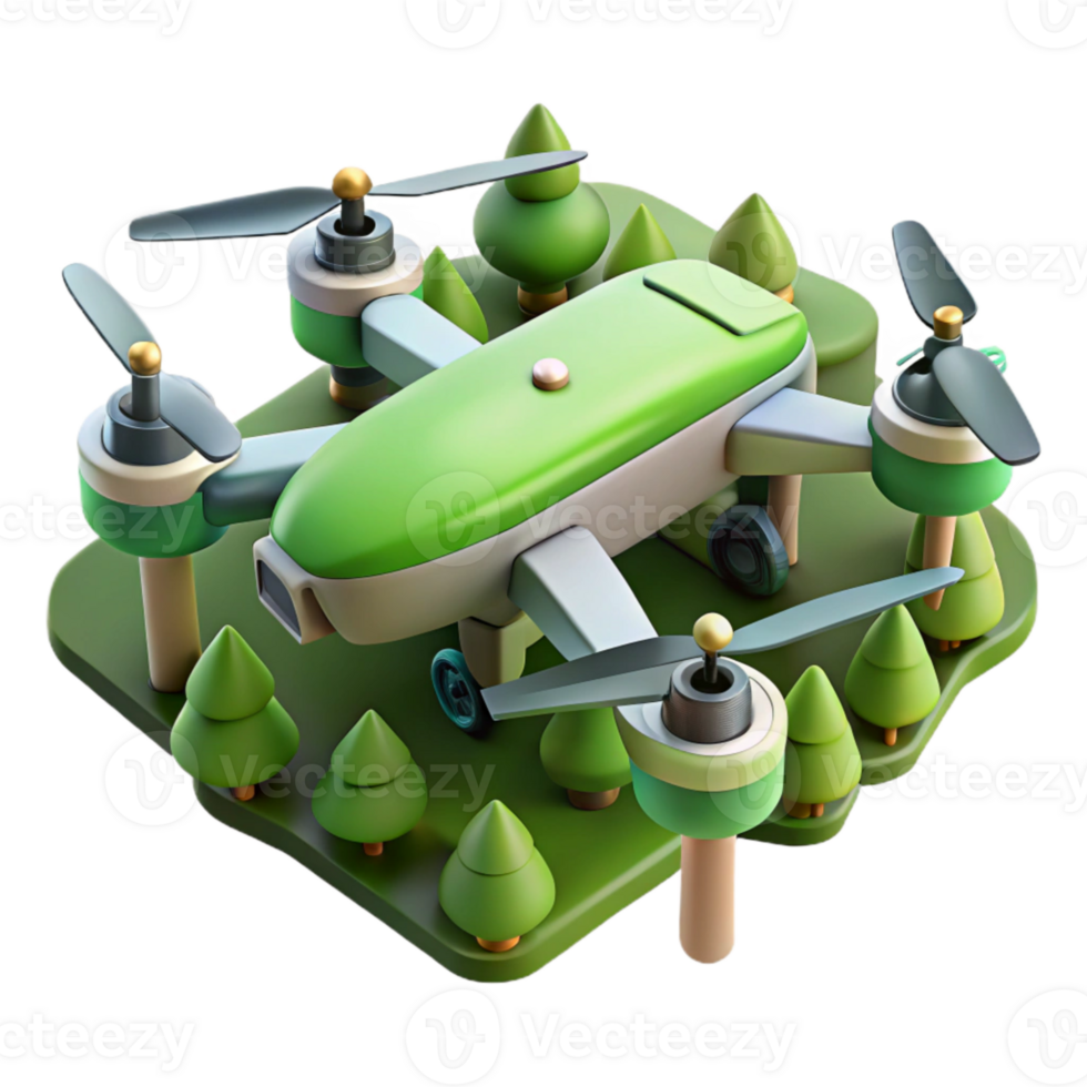 impressive contemporary Drone in Flight Over Green Fields Cutout premium png