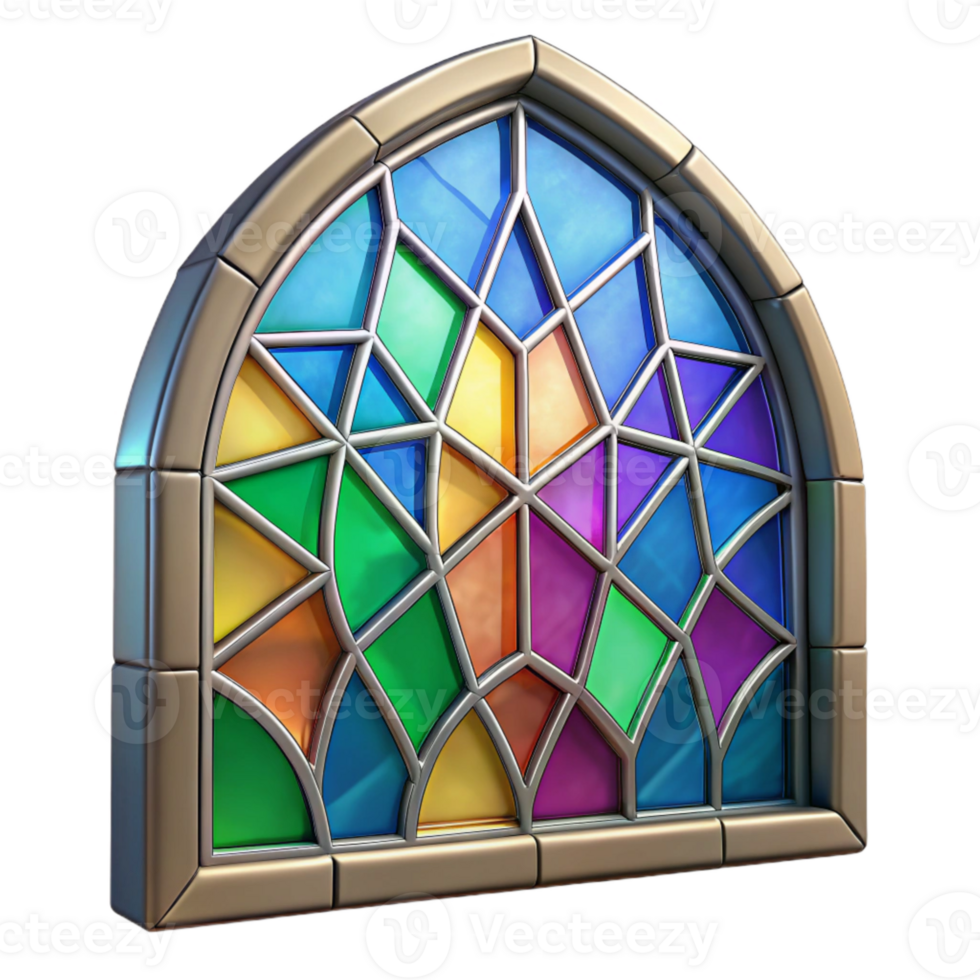 magnificent modern Stained Glass Window Colorful Geometric Design Isolated detailed png